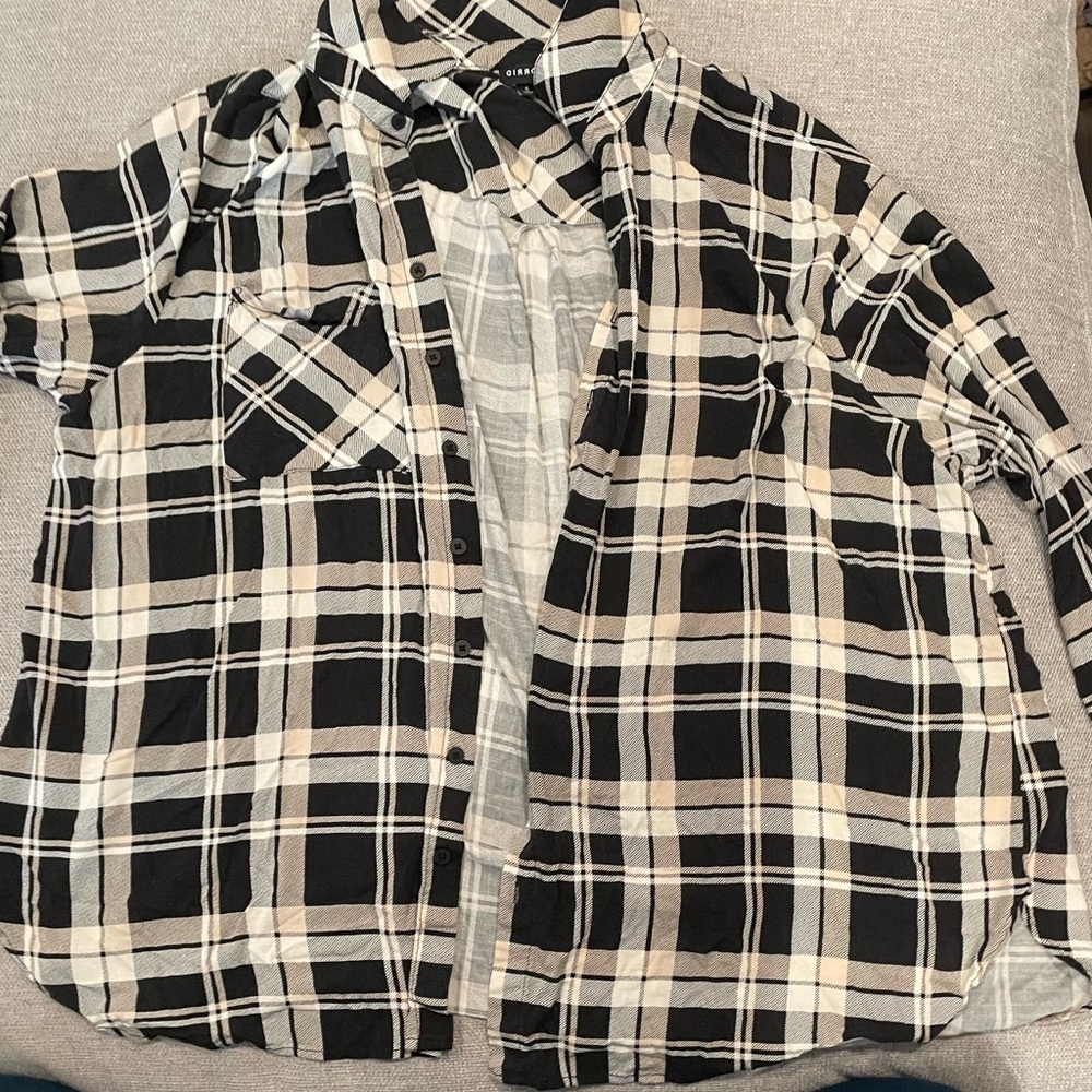 torrid Black and Cream Plaid Shirt